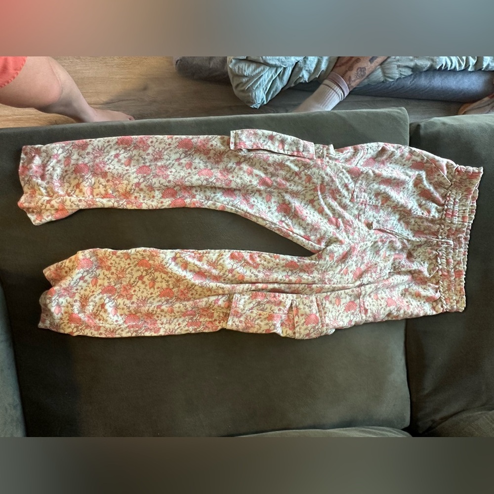 Tyger lotus Floral Track Pants in Pink and Cream